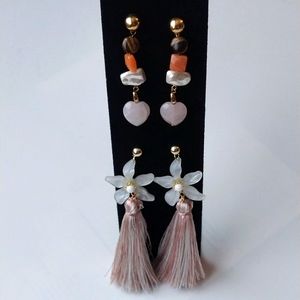 EARRING Bundle Shell Tassel Waterfall Pierced Dangle New!